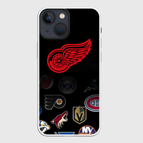 Чехол для iPhone 13 mini с принтом NHL Detroit Red Wings (Z) в Курске,  |  | Тематика изображения на принте: anaheim ducks | arizona coyotes | boston bruins | buffalo sabres | calgary flames | canadiens de montreal | carolina hurricanes | colorado | detroit red wings | hockey | nhl | нхл | паттерн | спорт | хоккей