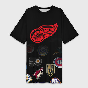 Платье-футболка 3D с принтом NHL Detroit Red Wings (Z) в Курске,  |  | anaheim ducks | arizona coyotes | boston bruins | buffalo sabres | calgary flames | canadiens de montreal | carolina hurricanes | colorado | detroit red wings | hockey | nhl | нхл | паттерн | спорт | хоккей