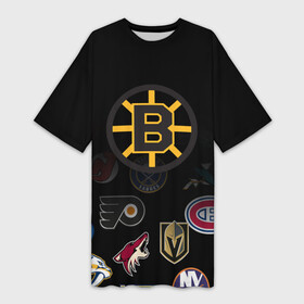 Платье-футболка 3D с принтом NHL Boston Bruins (Z) в Курске,  |  | anaheim ducks | arizona coyotes | boston bruins | buffalo sabres | calgary flames | canadiens de montreal | carolina hurricanes | chicago blackhawks | colorado | hockey | nhl | нхл | паттерн | спорт | хоккей