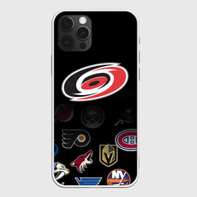 Чехол для iPhone 12 Pro с принтом NHL Carolina Hurricanes (Z) в Курске, силикон | область печати: задняя сторона чехла, без боковых панелей | Тематика изображения на принте: anaheim ducks | arizona coyotes | boston bruins | buffalo sabres | calgary flames | canadiens de montreal | carolina hurricanes | chicago blackhawks | colorado | hockey | nhl | нхл | паттерн | спорт | хоккей