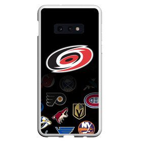 Чехол для Samsung S10E с принтом NHL Carolina Hurricanes (Z) в Курске, Силикон | Область печати: задняя сторона чехла, без боковых панелей | anaheim ducks | arizona coyotes | boston bruins | buffalo sabres | calgary flames | canadiens de montreal | carolina hurricanes | chicago blackhawks | colorado | hockey | nhl | нхл | паттерн | спорт | хоккей