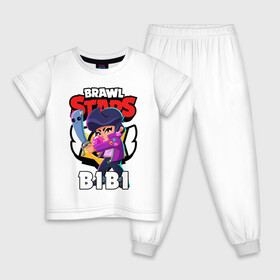 Детская пижама хлопок с принтом BRAWL STARS BIBI БРАВЛ СТАРС БИБИ в Курске, 100% хлопок |  брюки и футболка прямого кроя, без карманов, на брюках мягкая резинка на поясе и по низу штанин
 | Тематика изображения на принте: bibi | brawl stars | coach mike | crow | gale | leon | leon shark | max | mecha crow | mortis | mr.p | phoenix | sally leon | sandy | spike | sprout | tara | unicorn | virus 8 bit | werewolf | ворон | оборотень