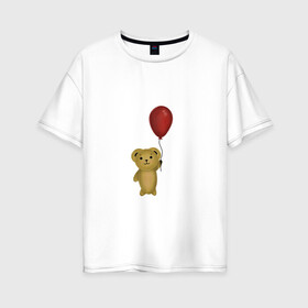 Женская футболка хлопок Oversize с принтом Винни Пух в Курске, 100% хлопок | свободный крой, круглый ворот, спущенный рукав, длина до линии бедер
 | воздушный | детские | животные | звери | игрушка | медведь | мультфильмы | шар