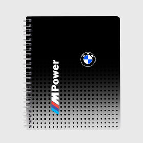 Тетрадь с принтом BMW в Курске, 100% бумага | 48 листов, плотность листов — 60 г/м2, плотность картонной обложки — 250 г/м2. Листы скреплены сбоку удобной пружинной спиралью. Уголки страниц и обложки скругленные. Цвет линий — светло-серый
 | Тематика изображения на принте: bmw | bmw лого | bmw марка | bmw эмблема | m power | power | бмв | бмв значок | бмв лого | бмв эмблема | бэха | значок bmw | лого автомобиля | логотип bmw | марка бмв | черно белый значок бмв