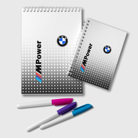 Блокнот с принтом BMW в Курске, 100% бумага | 48 листов, плотность листов — 60 г/м2, плотность картонной обложки — 250 г/м2. Листы скреплены удобной пружинной спиралью. Цвет линий — светло-серый
 | Тематика изображения на принте: bmw | bmw лого | bmw марка | bmw эмблема | m power | power | бмв | бмв значок | бмв лого | бмв эмблема | бэха | значок bmw | лого автомобиля | логотип bmw | марка бмв | черно белый значок бмв