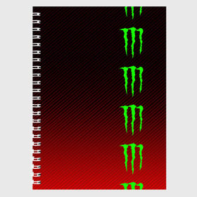 Тетрадь с принтом MONSTER ENERGY (Z) в Курске, 100% бумага | 48 листов, плотность листов — 60 г/м2, плотность картонной обложки — 250 г/м2. Листы скреплены сбоку удобной пружинной спиралью. Уголки страниц и обложки скругленные. Цвет линий — светло-серый
 | black monster | bmx | claw | cybersport | energy | monster | monster energy | moto | motocross | race | sport | киберспорт | когти | монстер энерджи | монстр | мото | мотокросс | ралли | скейтбординг | спорт | т | энергия