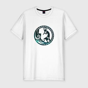 Мужская футболка хлопок Slim с принтом Кокопелли в Курске, 92% хлопок, 8% лайкра | приталенный силуэт, круглый вырез ворота, длина до линии бедра, короткий рукав | бог кокопелли | древнее божество кокопелли