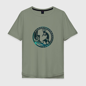 Мужская футболка хлопок Oversize с принтом Кокопелли в Курске, 100% хлопок | свободный крой, круглый ворот, “спинка” длиннее передней части | бог кокопелли | древнее божество кокопелли