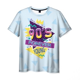 Мужская футболка 3D с принтом Рожденный в 90х в Курске, 100% полиэфир | прямой крой, круглый вырез горловины, длина до линии бедер | 1990 | 90 | 90 е | девяностые | молодость | надпись | ссср | текст | фраза