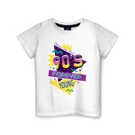 Детская футболка хлопок с принтом Рожденный в 90х в Курске, 100% хлопок | круглый вырез горловины, полуприлегающий силуэт, длина до линии бедер | 1990 | 90 | 90 е | девяностые | молодость | надпись | ссср | текст | фраза