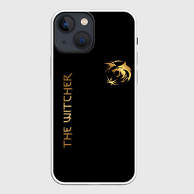 Чехол для iPhone 13 mini с принтом The Witcher Gold в Курске,  |  | the witcher | witcher | ведьмак | ведьмак дикая охота | волк | геральд | геральд из ривии | значки | золотой значок | лого | руны | сериал witcher | сериал ведьмак | символика из сериала | сойка