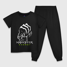 Детская пижама хлопок с принтом MONSTER ENERGY (Z) в Курске, 100% хлопок |  брюки и футболка прямого кроя, без карманов, на брюках мягкая резинка на поясе и по низу штанин
 | Тематика изображения на принте: black monster | bmx | claw | cybersport | energy | monster | monster energy | moto | motocross | race | sport | киберспорт | когти | монстер энерджи | монстр | мото | мотокросс | ралли | скейтбординг | спорт | т | энергия