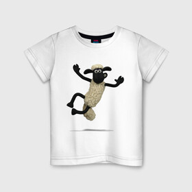 Детская футболка хлопок с принтом Барашек Шон в Курске, 100% хлопок | круглый вырез горловины, полуприлегающий силуэт, длина до линии бедер | барашек | детские | животные | звери | мультфильмы | шон