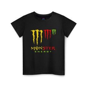 Детская футболка хлопок с принтом MONSTER ENERGY (Z) в Курске, 100% хлопок | круглый вырез горловины, полуприлегающий силуэт, длина до линии бедер | Тематика изображения на принте: black monster | bmx | claw | cybersport | energy | monster | monster energy | moto | motocross | race | sport | киберспорт | когти | монстер энерджи | монстр | мото | мотокросс | ралли | скейтбординг | спорт | энергия