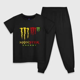 Детская пижама хлопок с принтом MONSTER ENERGY (Z) в Курске, 100% хлопок |  брюки и футболка прямого кроя, без карманов, на брюках мягкая резинка на поясе и по низу штанин
 | Тематика изображения на принте: black monster | bmx | claw | cybersport | energy | monster | monster energy | moto | motocross | race | sport | киберспорт | когти | монстер энерджи | монстр | мото | мотокросс | ралли | скейтбординг | спорт | энергия