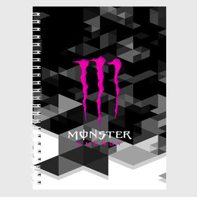Тетрадь с принтом MONSTER ENERGY (Z) в Курске, 100% бумага | 48 листов, плотность листов — 60 г/м2, плотность картонной обложки — 250 г/м2. Листы скреплены сбоку удобной пружинной спиралью. Уголки страниц и обложки скругленные. Цвет линий — светло-серый
 | Тематика изображения на принте: black monster | bmx | claw | cybersport | energy | monster | monster energy | moto | motocross | race | sport | киберспорт | когти | монстер энерджи | монстр | мото | мотокросс | ралли | скейтбординг | спорт | энергия