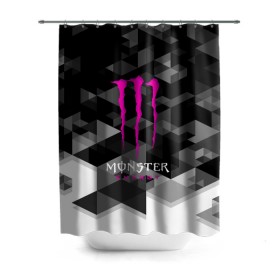 Штора 3D для ванной с принтом MONSTER ENERGY (Z) в Курске, 100% полиэстер | плотность материала — 100 г/м2. Стандартный размер — 146 см х 180 см. По верхнему краю — пластиковые люверсы для креплений. В комплекте 10 пластиковых колец | black monster | bmx | claw | cybersport | energy | monster | monster energy | moto | motocross | race | sport | киберспорт | когти | монстер энерджи | монстр | мото | мотокросс | ралли | скейтбординг | спорт | энергия