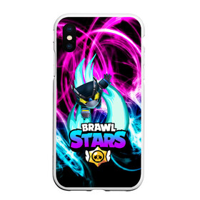 Чехол для iPhone XS Max матовый с принтом BRAWL STARS MECHA CROW в Курске, Силикон | Область печати: задняя сторона чехла, без боковых панелей | 8 bit | brawl stars | crow | leon | leon shark | max | mecha | mecha crow | mr.p | sally leon | shark | sprout | tara | virus 8 bit | werewolf leon | акула | берли | бравл старс | ворон | макс | оборотень