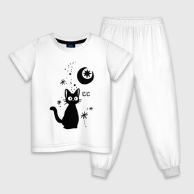 Детская пижама хлопок с принтом Jiji Cat в Курске, 100% хлопок |  брюки и футболка прямого кроя, без карманов, на брюках мягкая резинка на поясе и по низу штанин
 | cat | jiji | kitty | аниме | ведьма | гибли | джиджи | животные | кот | котенок | кошка | миядзаки | мульт | мультфильм | тоторо