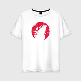 Женская футболка хлопок Oversize с принтом Godzilla в Курске, 100% хлопок | свободный крой, круглый ворот, спущенный рукав, длина до линии бедер
 | godzilla | годзила | годзилла