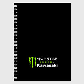 Тетрадь с принтом MONSTER ENERGY KAWASAKI (Z) в Курске, 100% бумага | 48 листов, плотность листов — 60 г/м2, плотность картонной обложки — 250 г/м2. Листы скреплены сбоку удобной пружинной спиралью. Уголки страниц и обложки скругленные. Цвет линий — светло-серый
 | bike | energy | kawasaki | monster | monster energy | moto | motocross | ninja | sport | zzr | кавасаки | кавасаки ниндзя | монстер энерджи | монстр | мото | мотокросс | ниндзя | спорт | энергия