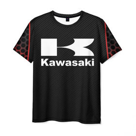 Мужская футболка 3D с принтом KAWASAKI (Z) в Курске, 100% полиэфир | прямой крой, круглый вырез горловины, длина до линии бедер | bike | kawasaki | moto | motocycle | ninja | sportmotorcycle | zzr | кавасаки | кавасаки ниндзя | мото | мотоспорт | ниндзя