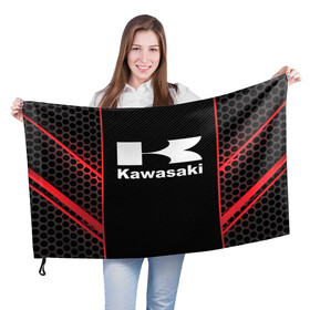 Флаг 3D с принтом KAWASAKI | КАВАСАКИ (Z) в Курске, 100% полиэстер | плотность ткани — 95 г/м2, размер — 67 х 109 см. Принт наносится с одной стороны | bike | kawasaki | moto | motocycle | ninja | sportmotorcycle | zzr | кавасаки | кавасаки ниндзя | мото | мотоспорт | ниндзя