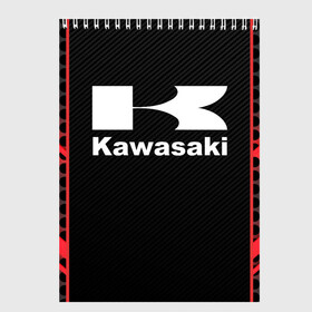 Скетчбук с принтом KAWASAKI | КАВАСАКИ (Z) в Курске, 100% бумага
 | 48 листов, плотность листов — 100 г/м2, плотность картонной обложки — 250 г/м2. Листы скреплены сверху удобной пружинной спиралью | Тематика изображения на принте: bike | kawasaki | moto | motocycle | ninja | sportmotorcycle | zzr | кавасаки | кавасаки ниндзя | мото | мотоспорт | ниндзя