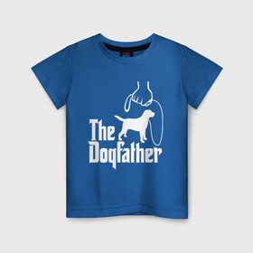 Детская футболка хлопок с принтом The Dogfather - пародия  в Курске, 100% хлопок | круглый вырез горловины, полуприлегающий силуэт, длина до линии бедер | godfather | крестный отец | лабрадор | ретривер | собака | собачник | хобби
