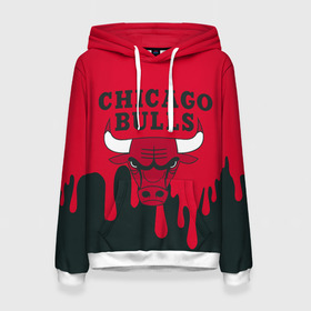 Женская толстовка 3D с принтом Chicago Bulls. в Курске, 100% полиэстер  | двухслойный капюшон со шнурком для регулировки, мягкие манжеты на рукавах и по низу толстовки, спереди карман-кенгуру с мягким внутренним слоем. | 23 | air jordan | bulls | chicago bulls | jordan | michael jordan | nba | paris saint germain | psg | red | sport | быки | джордан | майкл джордан | псж | спорт | чикаго буллс