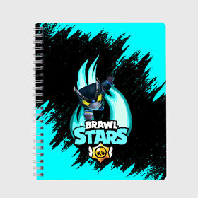 Тетрадь с принтом Brawl stars mecha crow в Курске, 100% бумага | 48 листов, плотность листов — 60 г/м2, плотность картонной обложки — 250 г/м2. Листы скреплены сбоку удобной пружинной спиралью. Уголки страниц и обложки скругленные. Цвет линий — светло-серый
 | bibi | brawl stars | coach mike | leon | leon shark | mecha crow | mr.p | sally leon | sandy | sprout | unicorn | virus 8 bit | биби | бравл старс | вирус 8 бит | леон | оборотень | спроут | сэли леон