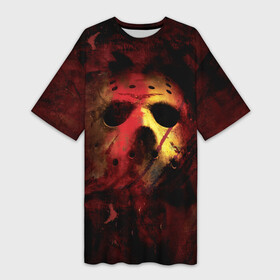 Платье-футболка 3D с принтом Friday The 13th в Курске,  |  | Тематика изображения на принте: friday the 13th | mask | vdosadir | маркус ниспель | пятница 13 е