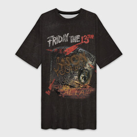 Платье-футболка 3D с принтом Friday The 13th в Курске,  |  | Тематика изображения на принте: friday the 13th | jason voorhees | mask | vdosadir | джейсон вурхиз | маркус ниспель | маска | пятница 13 е
