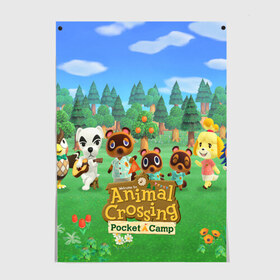 Постер с принтом ANIMAL CROSSING в Курске, 100% бумага
 | бумага, плотность 150 мг. Матовая, но за счет высокого коэффициента гладкости имеет небольшой блеск и дает на свету блики, но в отличии от глянцевой бумаги не покрыта лаком | animal crossing:new horizons | game | nintendo | анимал кроссинг | животные | звери | игра | нинтендо | пересечение животных