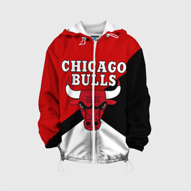 Детская куртка 3D с принтом CHICAGO BULLS в Курске, 100% полиэстер | застежка — молния, подол и капюшон оформлены резинкой с фиксаторами, по бокам — два кармана без застежек, один потайной карман на груди, плотность верхнего слоя — 90 г/м2; плотность флисового подклада — 260 г/м2 | bulls | chicago | chicago bulls | nba | red bulls | usa | америка | быки | нба | сша | чикаго буллс