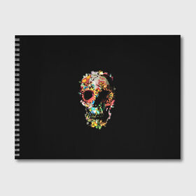 Альбом для рисования с принтом Color в Курске, 100% бумага
 | матовая бумага, плотность 200 мг. | Тематика изображения на принте: black | color | flowers | orbits | skull | vanguard | авангард | глазницы | цвет | цветы | череп | черный