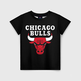 Детская футболка 3D с принтом CHICAGO BULLS в Курске, 100% гипоаллергенный полиэфир | прямой крой, круглый вырез горловины, длина до линии бедер, чуть спущенное плечо, ткань немного тянется | Тематика изображения на принте: bulls | chicago | chicago bulls | nba | red bulls | usa | америка | быки | нба | сша | чикаго буллс