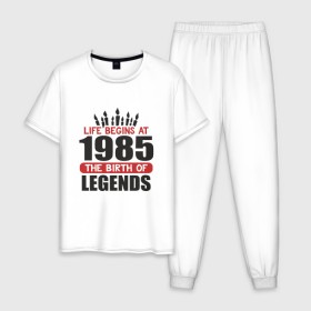 Мужская пижама хлопок с принтом 1985 - рождение легенды в Курске, 100% хлопок | брюки и футболка прямого кроя, без карманов, на брюках мягкая резинка на поясе и по низу штанин
 | 