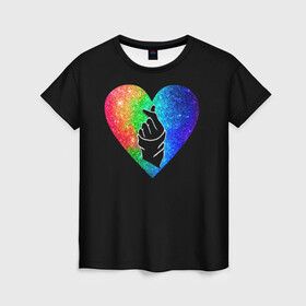 Женская футболка 3D с принтом Сердечко в Курске, 100% полиэфир ( синтетическое хлопкоподобное полотно) | прямой крой, круглый вырез горловины, длина до линии бедер | bts | rm | бойбенд | бтс | ви | джонгук | корейское сердечко | любовь | музыка | сердце | сюги | чимин | чин