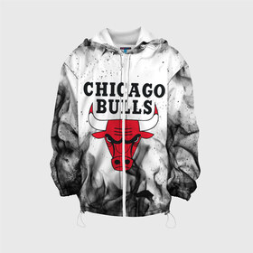 Детская куртка 3D с принтом CHICAGO BULLS в Курске, 100% полиэстер | застежка — молния, подол и капюшон оформлены резинкой с фиксаторами, по бокам — два кармана без застежек, один потайной карман на груди, плотность верхнего слоя — 90 г/м2; плотность флисового подклада — 260 г/м2 | bulls | chicago | chicago bulls | nba | red bulls | usa | америка | быки | нба | сша | чикаго буллс
