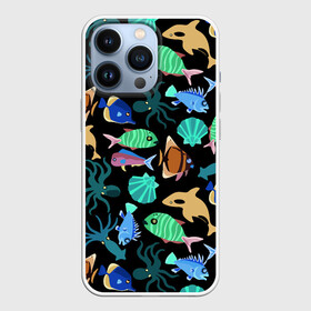 Чехол для iPhone 13 Pro с принтом Summer в Курске,  |  | color | design | fashion | fish | paint | shell | squid | summer | vanguard | авангард | дизайн | кальмар | краска | лето | мода | ракушка | рыба | цвет
