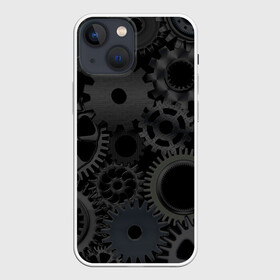 Чехол для iPhone 13 mini с принтом Механизмы в Курске,  |  | hi tech | steampunk | брутальные | брутальный | инженер | инжинер | искусство механизмов | механизм | механизмы | стимпанк | текстура | черные шестерёнки | шестеренки | шестерни | я инженер