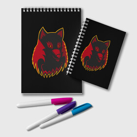 Блокнот с принтом Wolf Logo в Курске, 100% бумага | 48 листов, плотность листов — 60 г/м2, плотность картонной обложки — 250 г/м2. Листы скреплены удобной пружинной спиралью. Цвет линий — светло-серый
 | Тематика изображения на принте: animal | beast. | dog | logo | wolf | woof | волк | животные | зверь | лого | логотип | собака | хищник