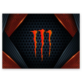 Поздравительная открытка с принтом MONSTER ENERGY (Z) в Курске, 100% бумага | плотность бумаги 280 г/м2, матовая, на обратной стороне линовка и место для марки
 | black monster | bmx | claw | cybersport | energy | monster | monster energy | moto | motocross | race | sport | киберспорт | когти | монстер энерджи | монстр | мото | мотокросс | ралли | скейтбординг | спорт | то | энергия