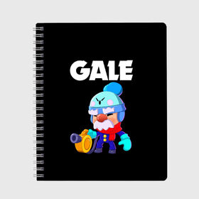 Тетрадь с принтом BRAWL STARS GALE в Курске, 100% бумага | 48 листов, плотность листов — 60 г/м2, плотность картонной обложки — 250 г/м2. Листы скреплены сбоку удобной пружинной спиралью. Уголки страниц и обложки скругленные. Цвет линий — светло-серый
 | bibi | brawl stars | coach mike | crow | gale | leon | leon shark | max | mecha crow | mortis | mr.p | phoenix | sally leon | sandy | spike | sprout | tara | unicorn | virus 8 bit | werewolf | ворон | оборотень