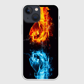 Чехол для iPhone 13 mini с принтом Огонь и Вода (противостояние) в Курске,  |  | dark | битва | битваогней | бокс | борьба | брызги | вода | волна | дракон | иньянь | искры | крутой | лед | мужчинам | неоновый | огненный | огонь | пламенный | пламя | притяжение | против