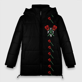 Женская зимняя куртка 3D с принтом Payton Moormeier в Курске, верх — 100% полиэстер; подкладка — 100% полиэстер; утеплитель — 100% полиэстер | длина ниже бедра, силуэт Оверсайз. Есть воротник-стойка, отстегивающийся капюшон и ветрозащитная планка. 

Боковые карманы с листочкой на кнопках и внутренний карман на молнии | p y t n | payton moormeier | pytn | tik tok | tiktok | tiktoker | блоггер пэйтон | добро и зло | мурмейер | мурмиер | пейтон | разбитое сердце | розы | тик ток | тикток