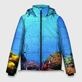 Мужская зимняя куртка 3D с принтом Подводный мир в Курске, верх — 100% полиэстер; подкладка — 100% полиэстер; утеплитель — 100% полиэстер | длина ниже бедра, свободный силуэт Оверсайз. Есть воротник-стойка, отстегивающийся капюшон и ветрозащитная планка. 

Боковые карманы с листочкой на кнопках и внутренний карман на молнии. | Тематика изображения на принте: аква | аквариум | актинии | вода | море | морские | морские звезды | морской | океан | под водой | подводный мир | пузырьки | рыба | рыба клоун | рыбы