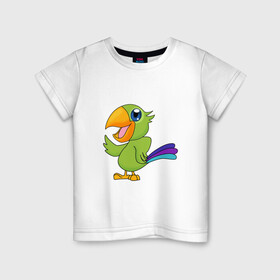 Детская футболка хлопок с принтом Мексиканский Попугай в Курске, 100% хлопок | круглый вырез горловины, полуприлегающий силуэт, длина до линии бедер | детские | звери | картинки | мексиканский | мультфильмы | позитив | попугай | прикольные | птицы | экзотические