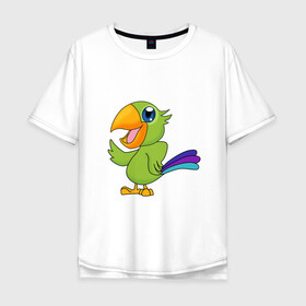 Мужская футболка хлопок Oversize с принтом Мексиканский Попугай в Курске, 100% хлопок | свободный крой, круглый ворот, “спинка” длиннее передней части | детские | звери | картинки | мексиканский | мультфильмы | позитив | попугай | прикольные | птицы | экзотические